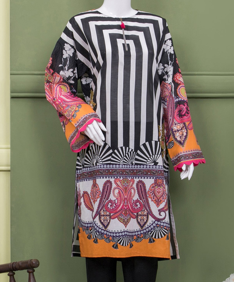 MONOCHROME PAISLEY 1PC KURTI STITCHED