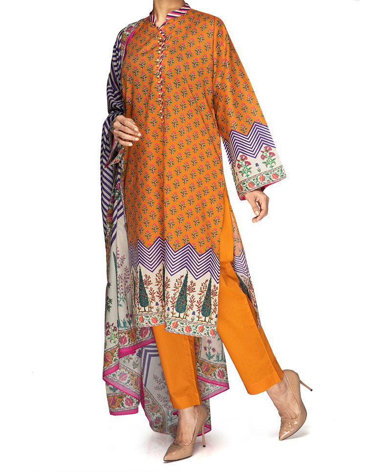 Bahara Printed Lawn 3Pc Stitched Suit