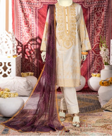 Ivory God Embroidered 3 Pc Suit