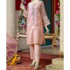 Organza 2Pc Stitched Suit-Peach