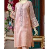 Organza 2Pc Stitched Suit-Peach