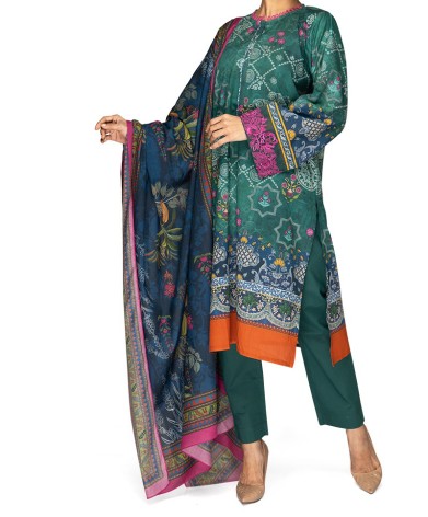 Classic Green 3 Pc Stitched Suit