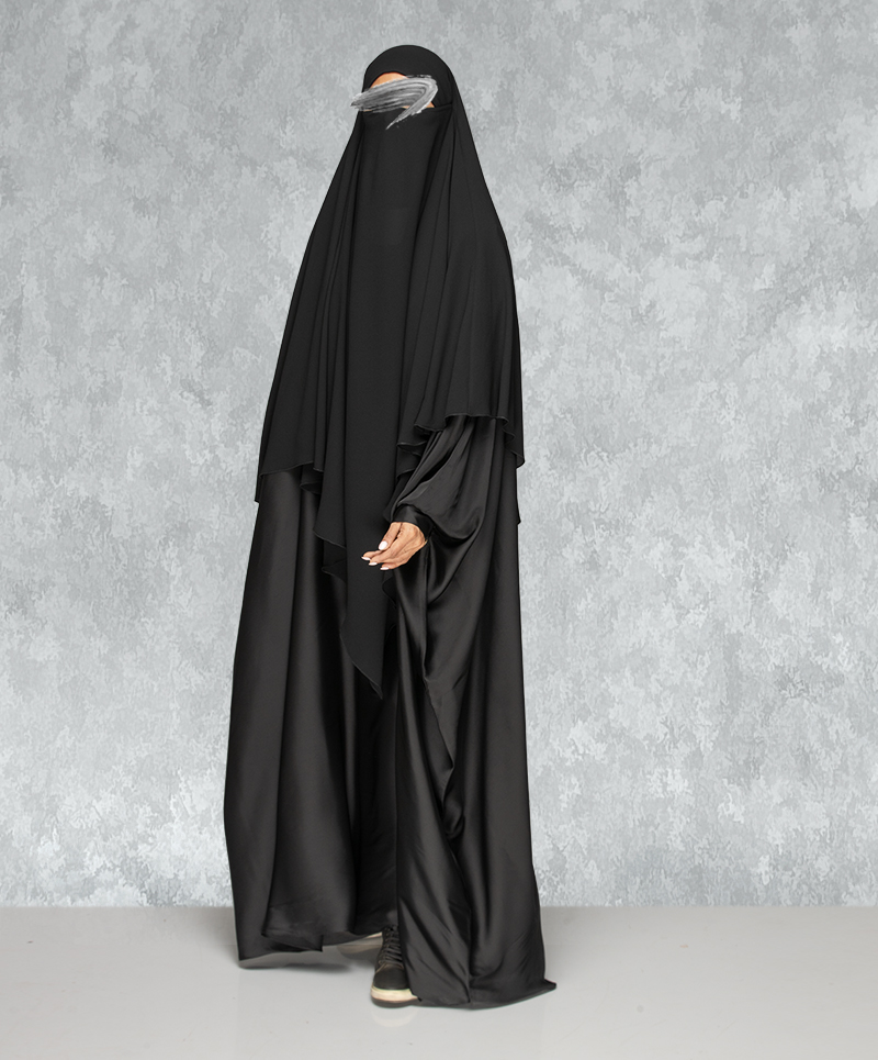 Fish Tail 2 Piece Set  Abaya-Black