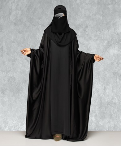 Saudi Style 3 Piece Set Abaya-Black