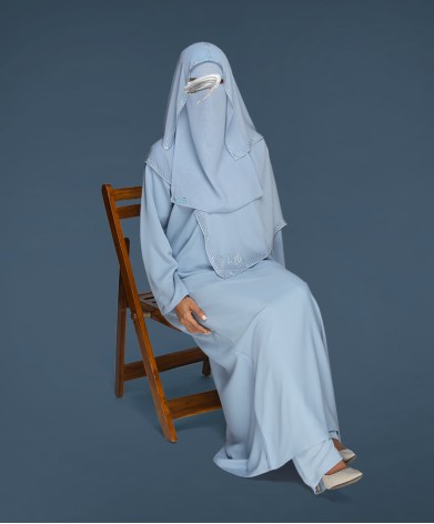 Noor 4 Pc Set Abaya - Powder Blue