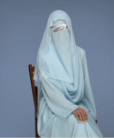 Noor 4 Pc Set Abaya - Mint Blue