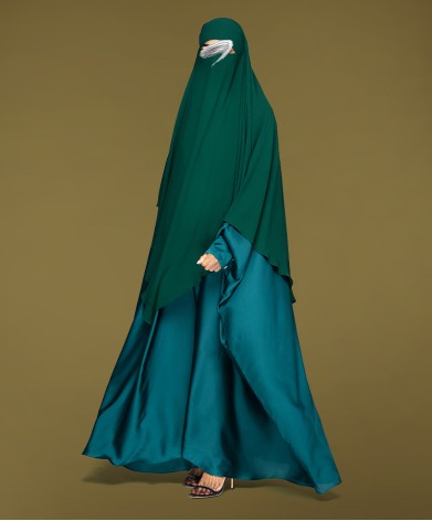 Fish Tail 2 Piece Set  Abaya-Bottle Green