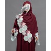 Flower 2 Piece Set Abaya - Maroon