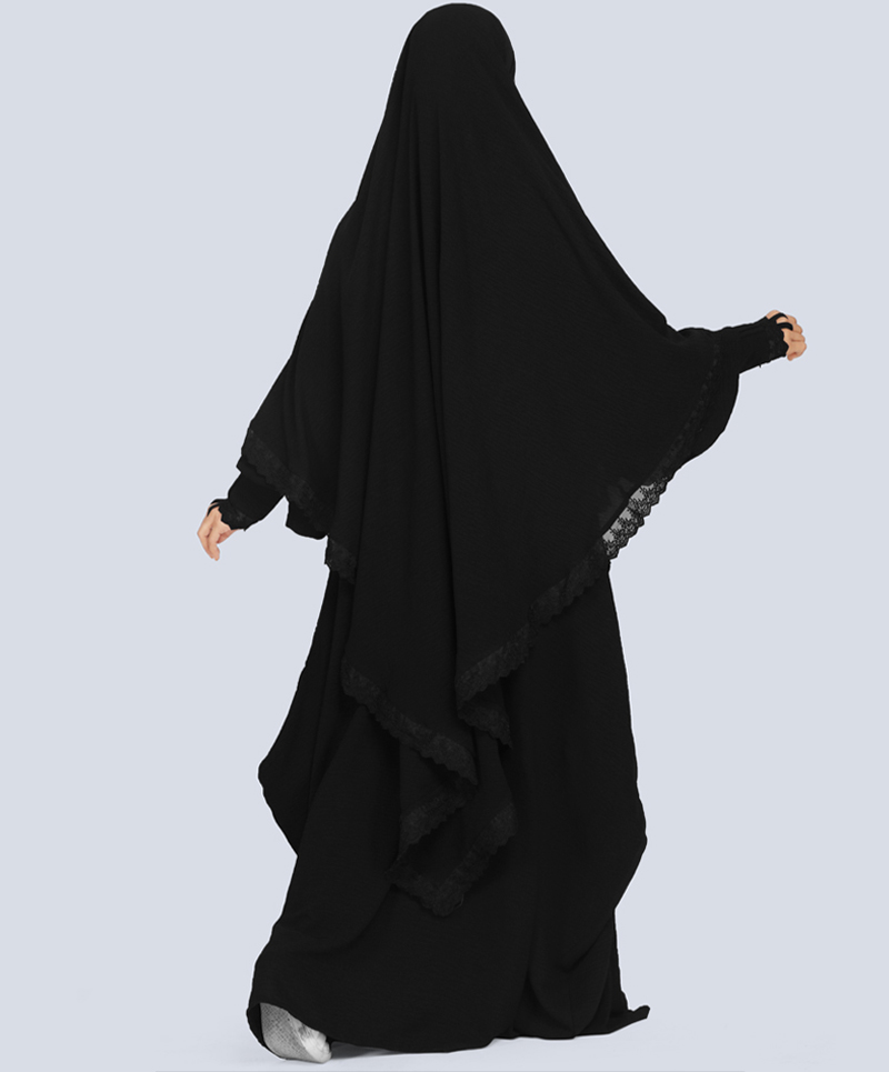 Maryam 2 Piece Set Abaya-Black