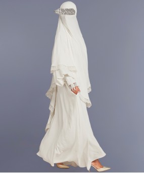 Maryam 2 Piece Set Abaya - White