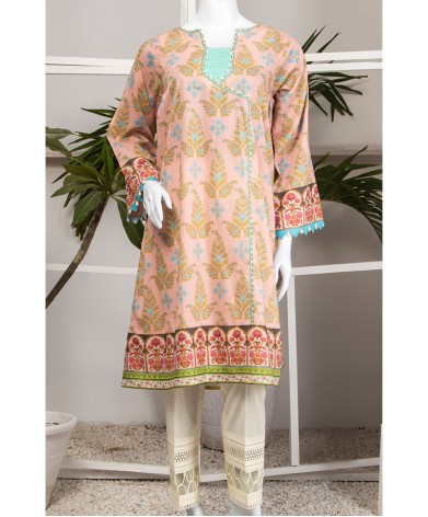 NUDE PEACH-WOMAN KURTI LAWN PRINTED 1 PC UNSTITCHED