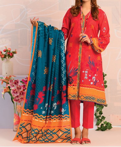 Haya Khaddar 3 Piece Unstitiched Suit Red