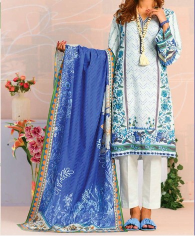 Haya Khaddar 3 Piece Unstitiched Suit Sky Blue