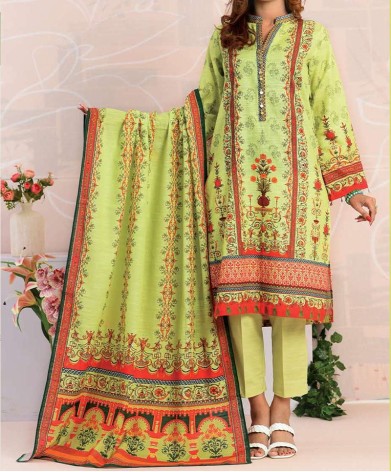 Haya Khaddar 3 Piece Unstitiched Suit Olive Green