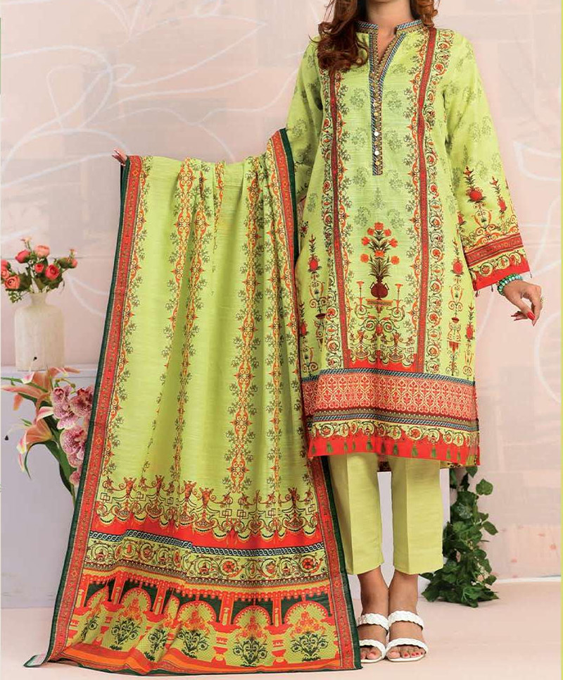 Haya Khaddar 3 Piece Unstitiched Suit Olive Green